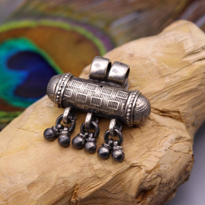 925 Sterling silver traditional tribal amulet pendant featuring intricate tribal design, jewelry by TRIBAL ORNAMENTS.