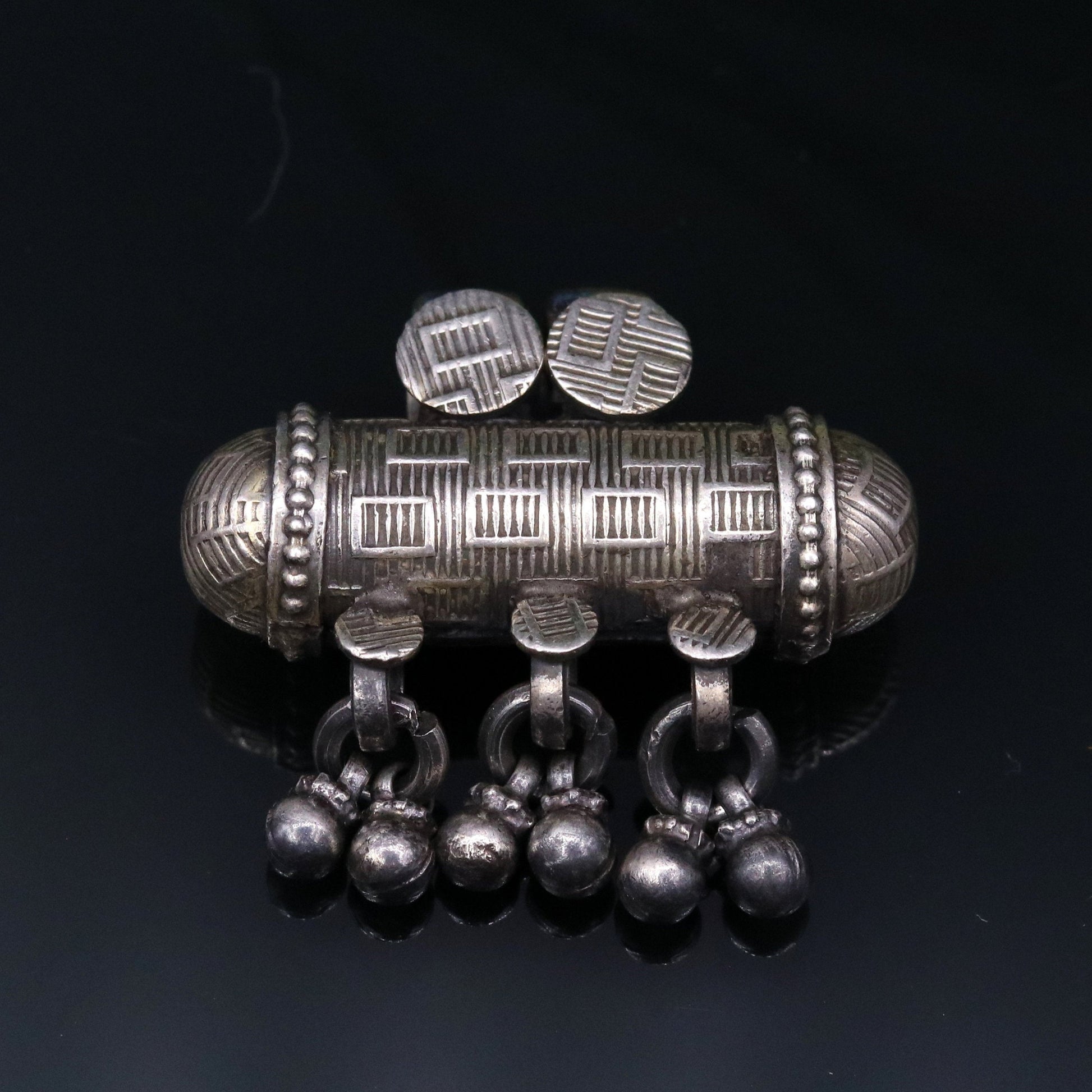 925 Sterling silver handmade vintage design traditional tribal amulet pendant with amazing jingle bells belly dance jewelry nsp48 - TRIBAL ORNAMENTS