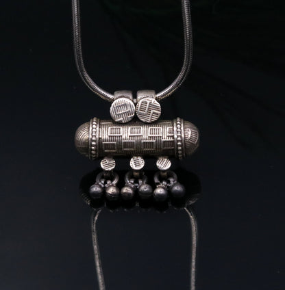 925 Sterling silver tribal amulet pendant featuring traditional tribal jewelry design by TRIBAL ORNAMENTS.