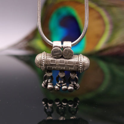 925 Sterling silver traditional tribal amulet pendant jewelry with intricate designs, showcasing tribal craftsmanship and cultural motifs.