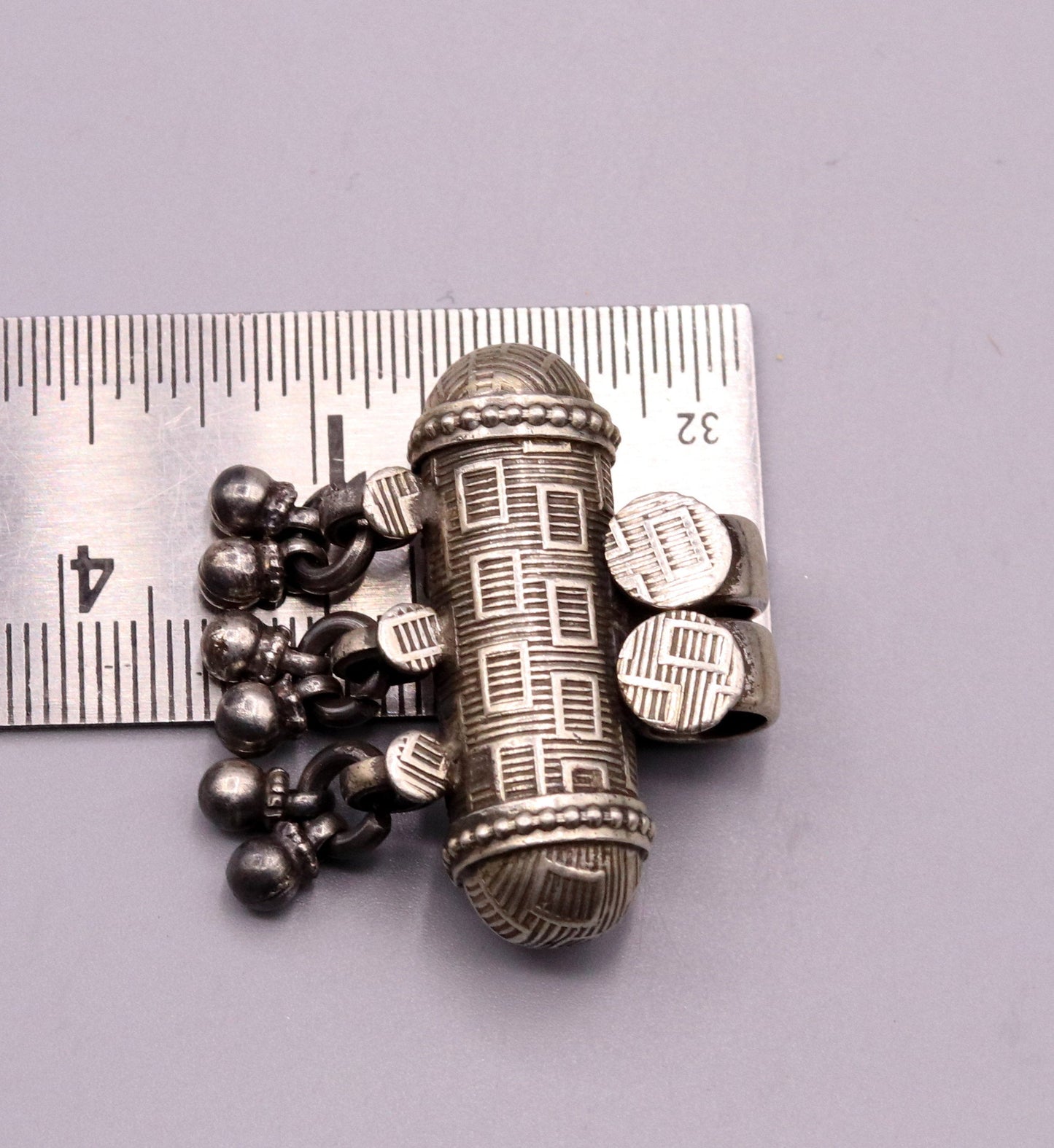 925 Sterling silver handmade vintage design traditional tribal amulet pendant with amazing jingle bells belly dance jewelry nsp48 - TRIBAL ORNAMENTS