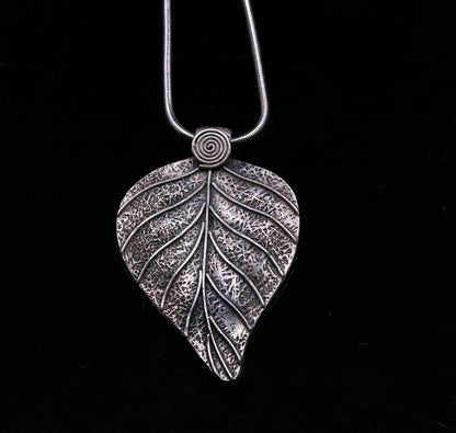 925 Sterling silver handmade tree leaf design modern trendy look ethnic pendant, charm necklace, temple jewelry gifting to her india nsp354 - TRIBAL ORNAMENTS
