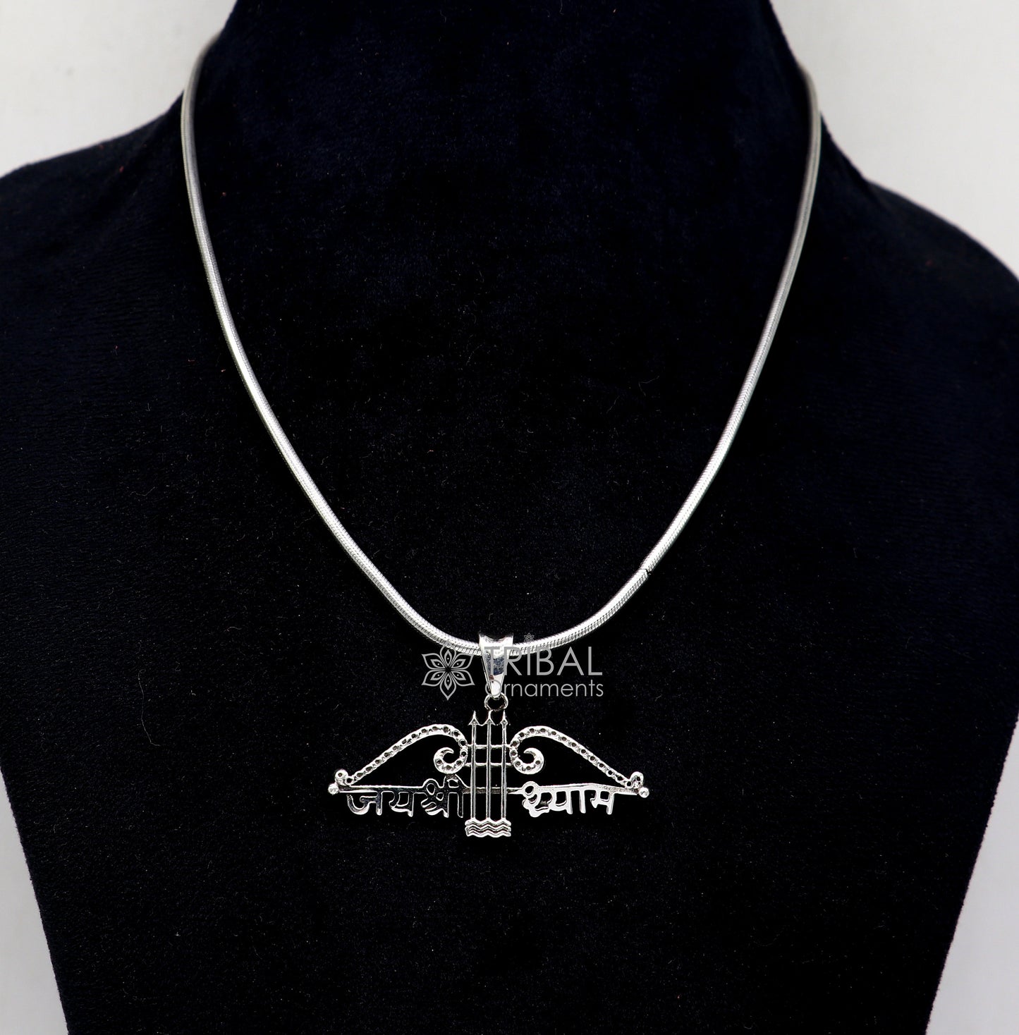 925 sterling silver Trendy Khatushyam ji Dhanush pendant, unique "Jai Shree Shyam" pendant for both girls and boys jewelry ssp622 - TRIBAL ORNAMENTS