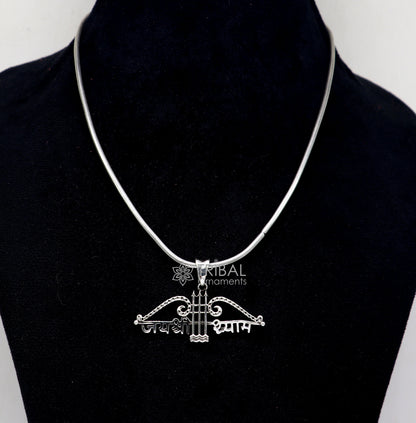 925 sterling silver Trendy Khatushyam ji Dhanush pendant, unique "Jai Shree Shyam" pendant for both girls and boys jewelry ssp622 - TRIBAL ORNAMENTS