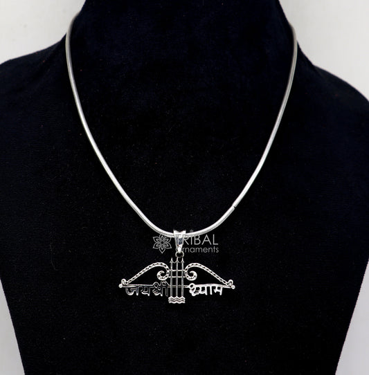 925 sterling silver Trendy Khatushyam ji Dhanush pendant, unique "Jai Shree Shyam" pendant for both girls and boys jewelry ssp622 - TRIBAL ORNAMENTS