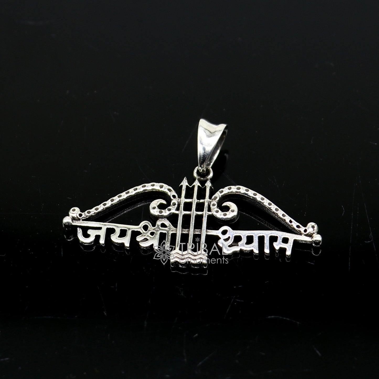 925 sterling silver Trendy Khatushyam ji Dhanush pendant, unique "Jai Shree Shyam" pendant for both girls and boys jewelry ssp622 - TRIBAL ORNAMENTS
