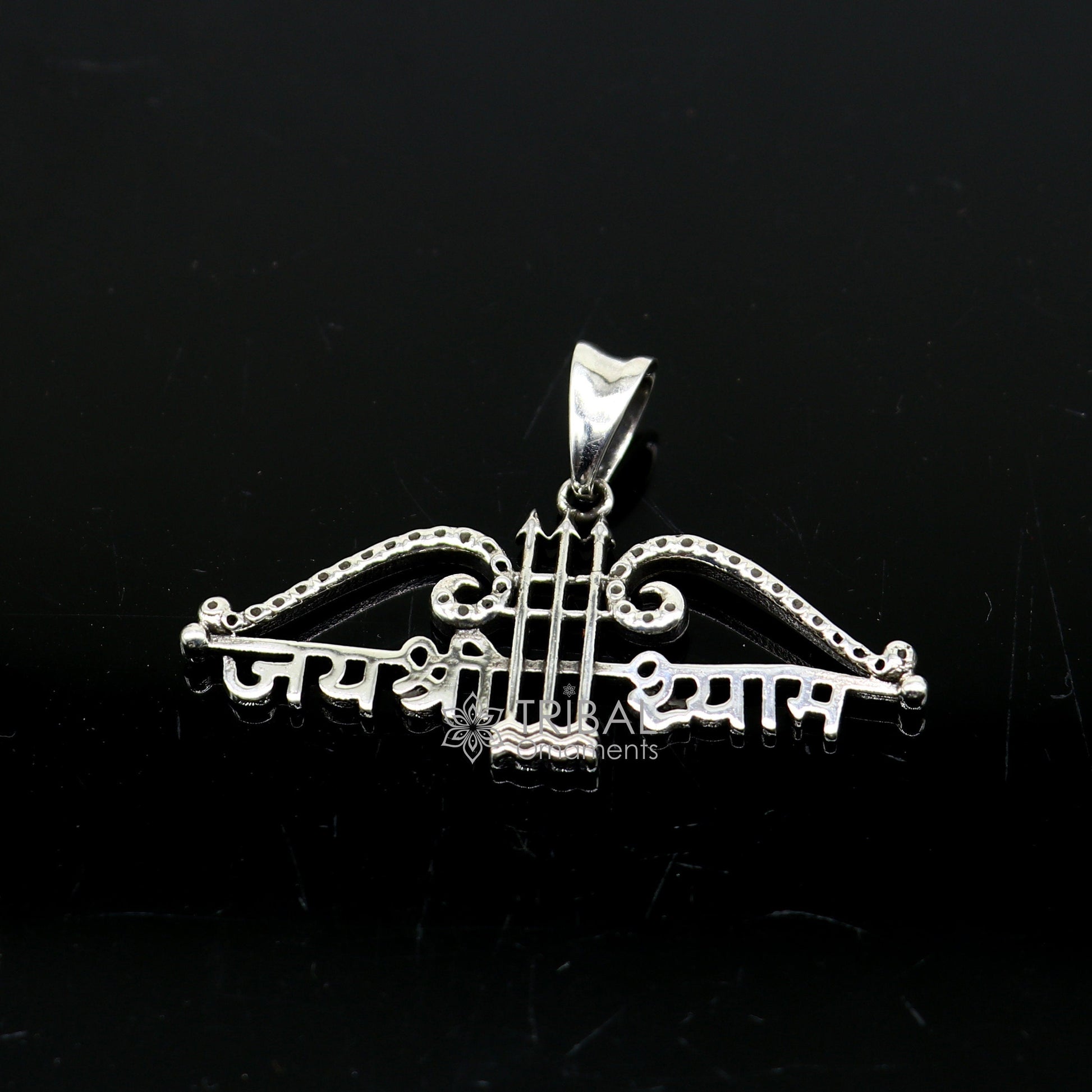 925 sterling silver Trendy Khatushyam ji Dhanush pendant, unique "Jai Shree Shyam" pendant for both girls and boys jewelry ssp622 - TRIBAL ORNAMENTS
