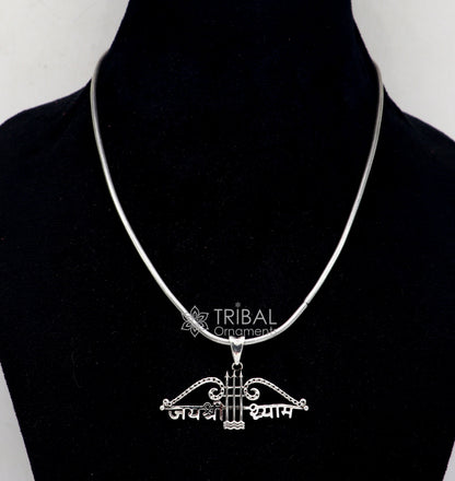 925 sterling silver Trendy Khatushyam ji Dhanush pendant, unique "Jai Shree Shyam" pendant for both girls and boys jewelry ssp622 - TRIBAL ORNAMENTS