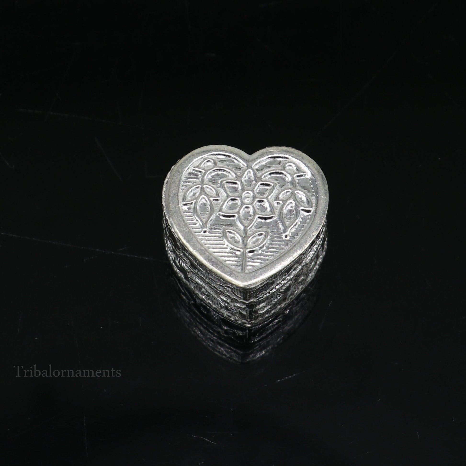 925 sterling silver trinket box, kajal box/casket box bridal heart shape box collection, container box, eyeliner box gifting art stb172 - TRIBAL ORNAMENTS