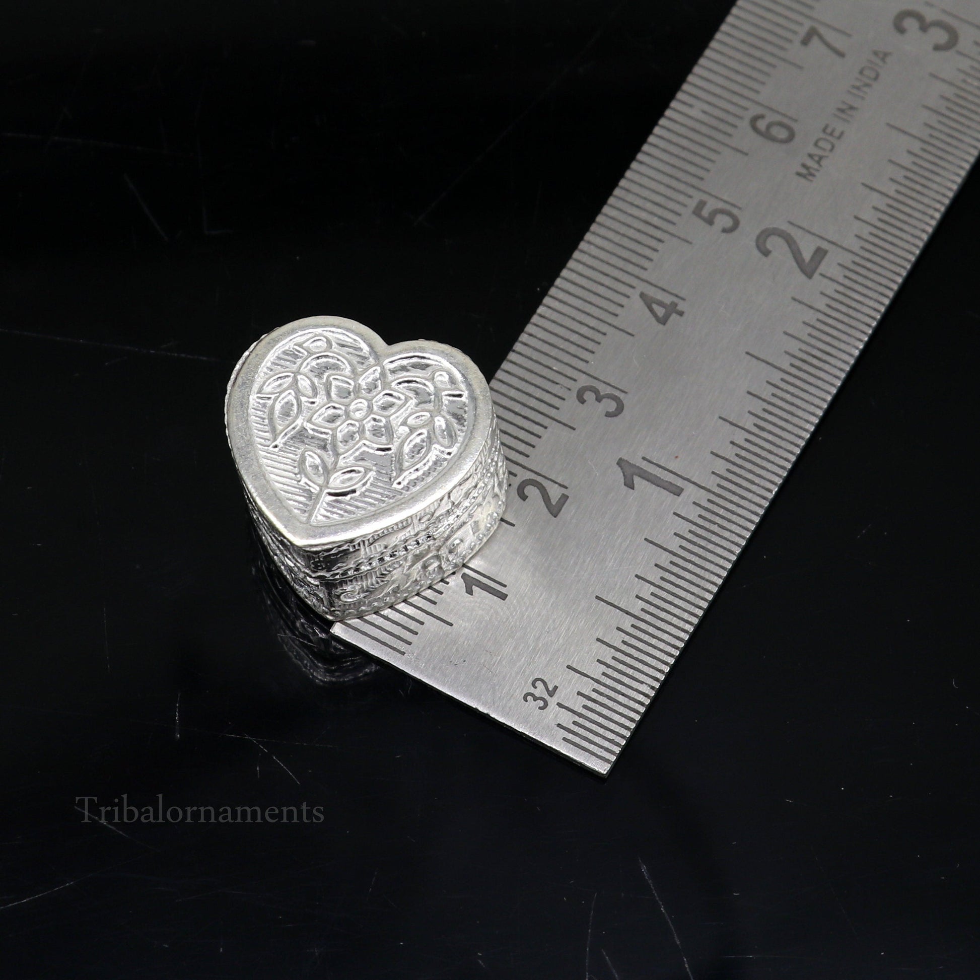925 sterling silver trinket box, kajal box/casket box bridal heart shape box collection, container box, eyeliner box gifting art stb172 - TRIBAL ORNAMENTS