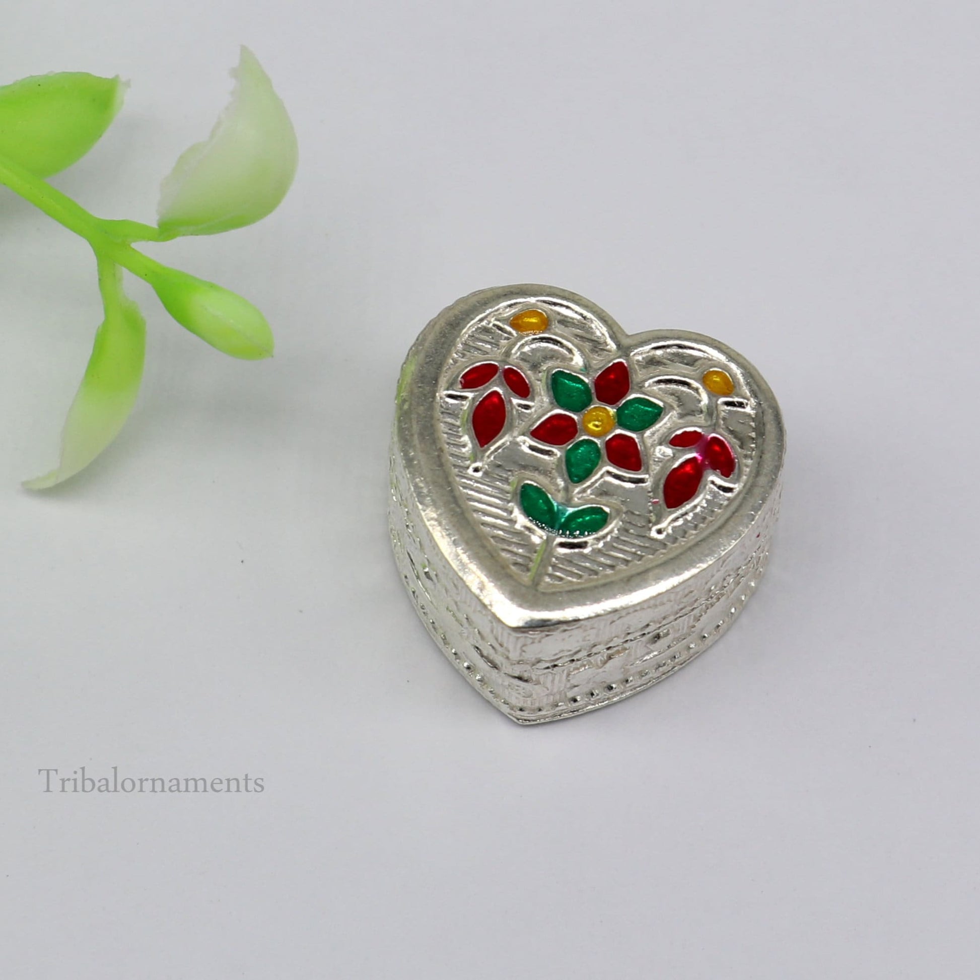 925 sterling silver trinket box, kajal box/casket box bridal heart shape box collection, container box, eyeliner box gifting art stb175 - TRIBAL ORNAMENTS