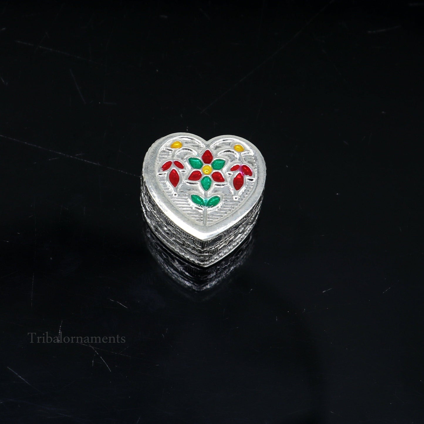 925 sterling silver trinket box, kajal box/casket box bridal heart shape box collection, container box, eyeliner box gifting art stb175 - TRIBAL ORNAMENTS