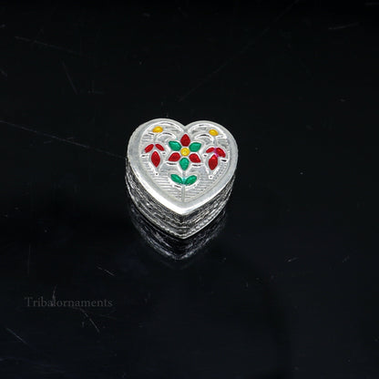 925 sterling silver trinket box, kajal box/casket box bridal heart shape box collection, container box, eyeliner box gifting art stb175 - TRIBAL ORNAMENTS