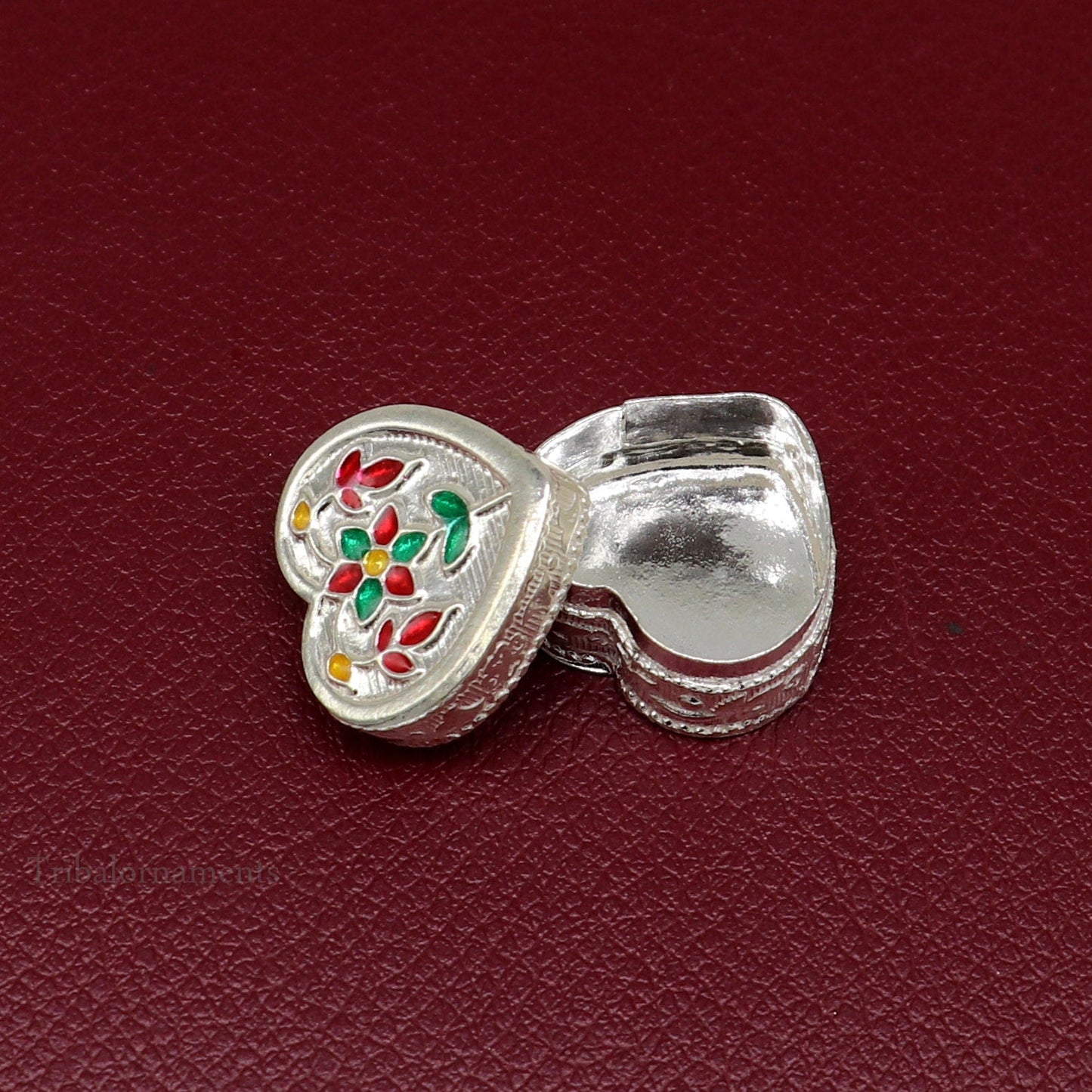 925 sterling silver trinket box, kajal box/casket box bridal heart shape box collection, container box, eyeliner box gifting art stb175 - TRIBAL ORNAMENTS