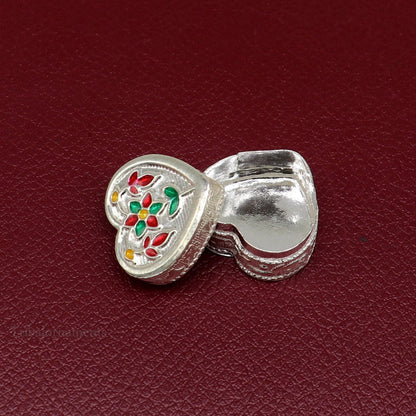 925 sterling silver trinket box, kajal box/casket box bridal heart shape box collection, container box, eyeliner box gifting art stb175 - TRIBAL ORNAMENTS