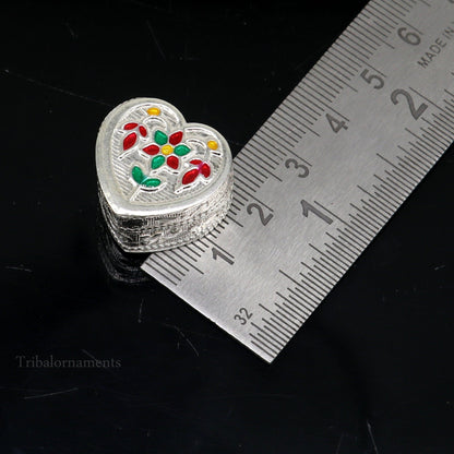 925 sterling silver trinket box, kajal box/casket box bridal heart shape box collection, container box, eyeliner box gifting art stb175 - TRIBAL ORNAMENTS