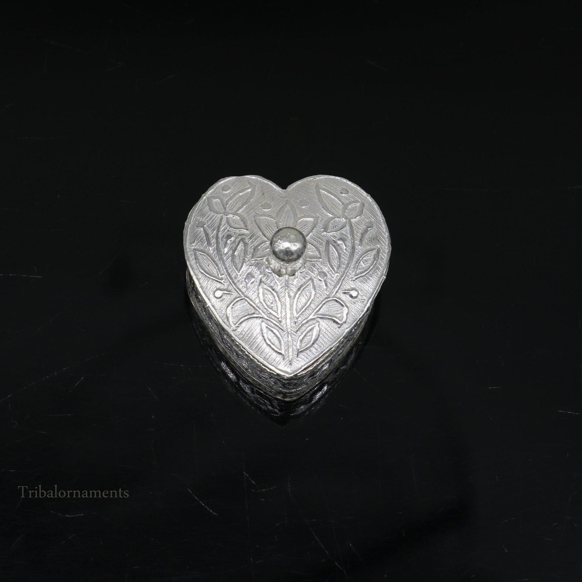 925 sterling silver trinket box, kajal box/casket box bridal heart shape Sindur box collection, container box, eyeliner box gifting stb182 - TRIBAL ORNAMENTS