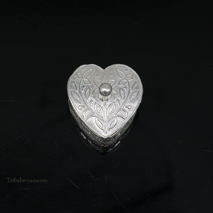 925 sterling silver trinket box, kajal box/casket box bridal heart shape Sindur box collection, container box, eyeliner box gifting stb182 - TRIBAL ORNAMENTS