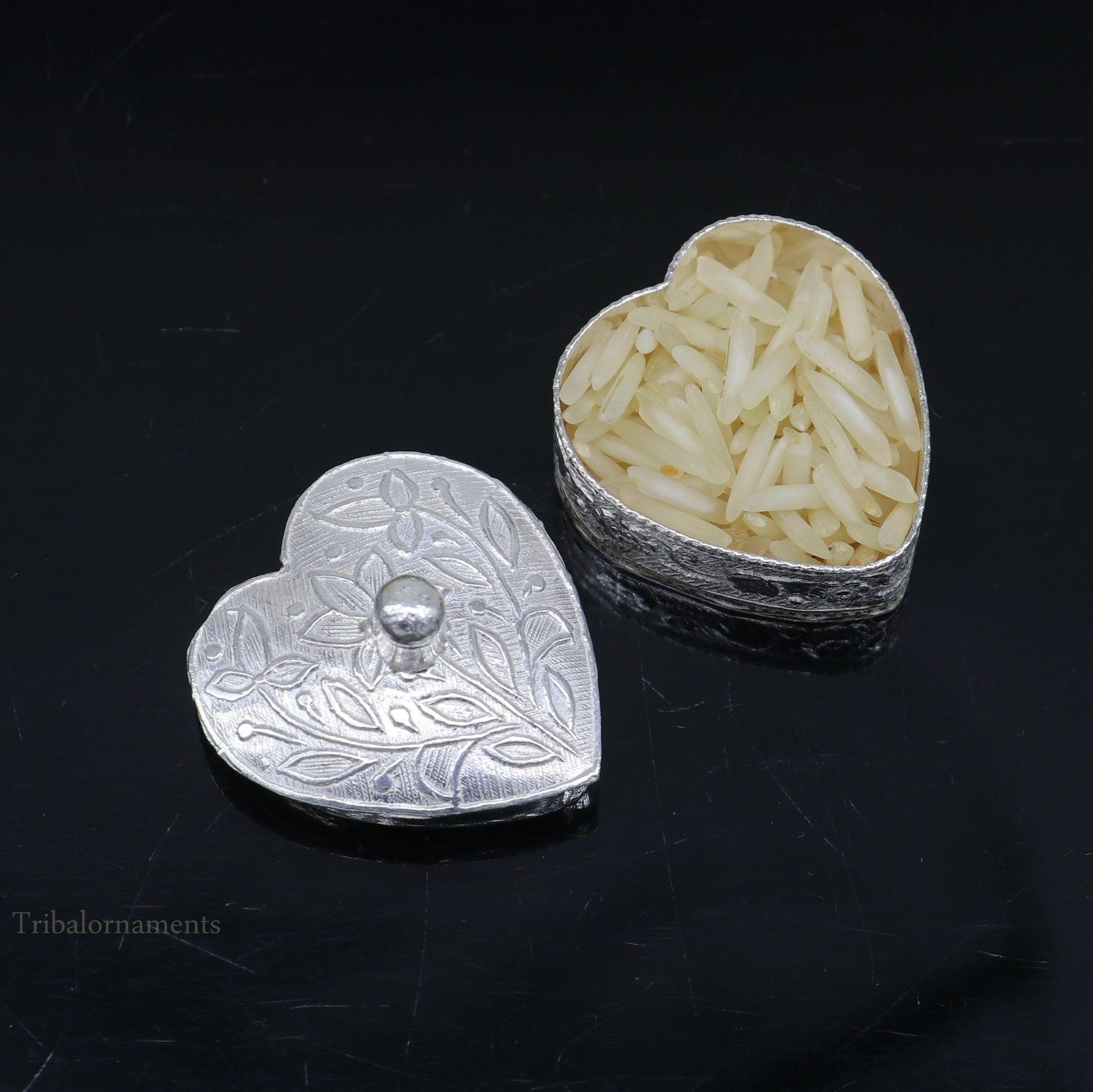 925 sterling silver trinket box, kajal box/casket box bridal heart shape Sindur box collection, container box, eyeliner box gifting stb182 - TRIBAL ORNAMENTS