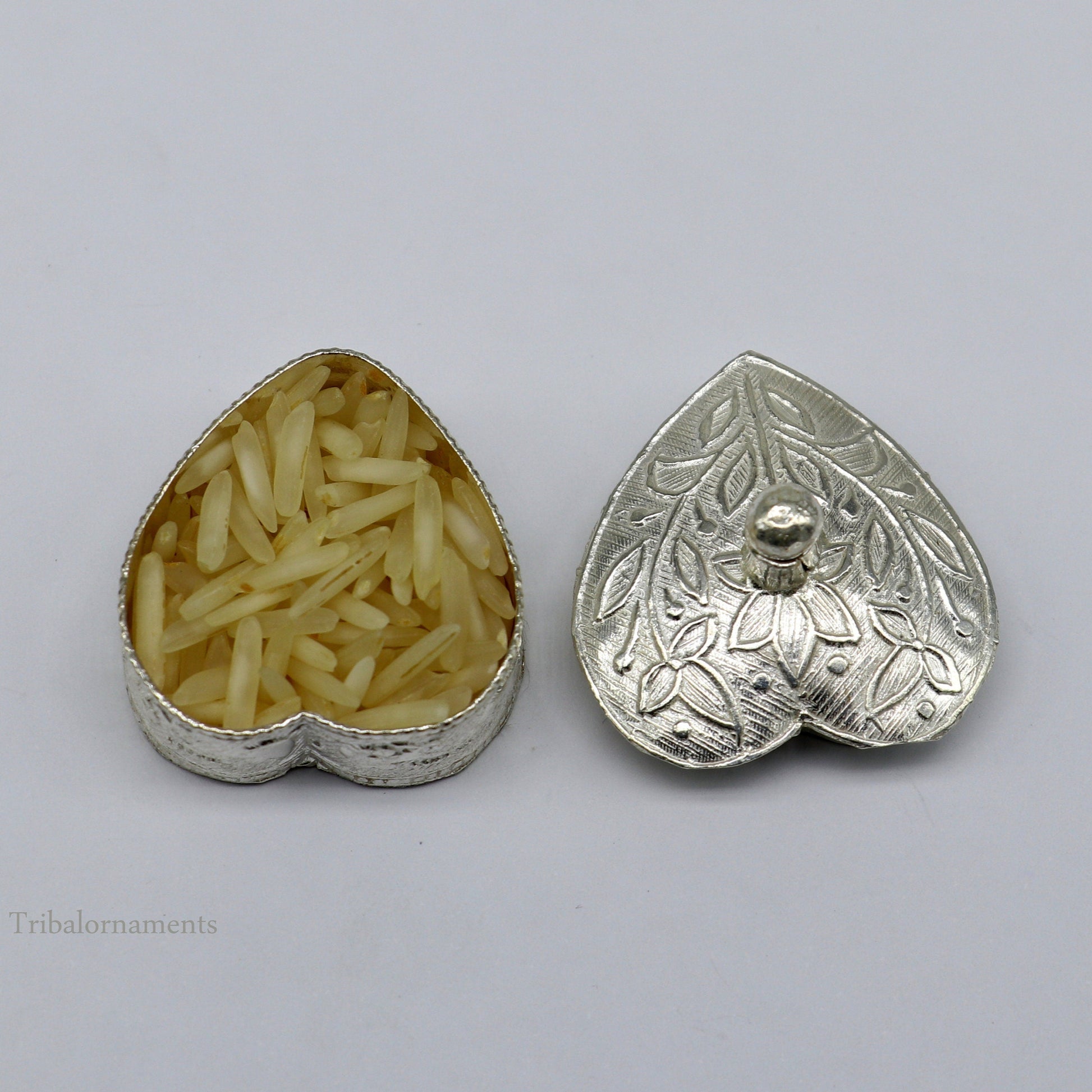 925 sterling silver trinket box, kajal box/casket box bridal heart shape Sindur box collection, container box, eyeliner box gifting stb182 - TRIBAL ORNAMENTS