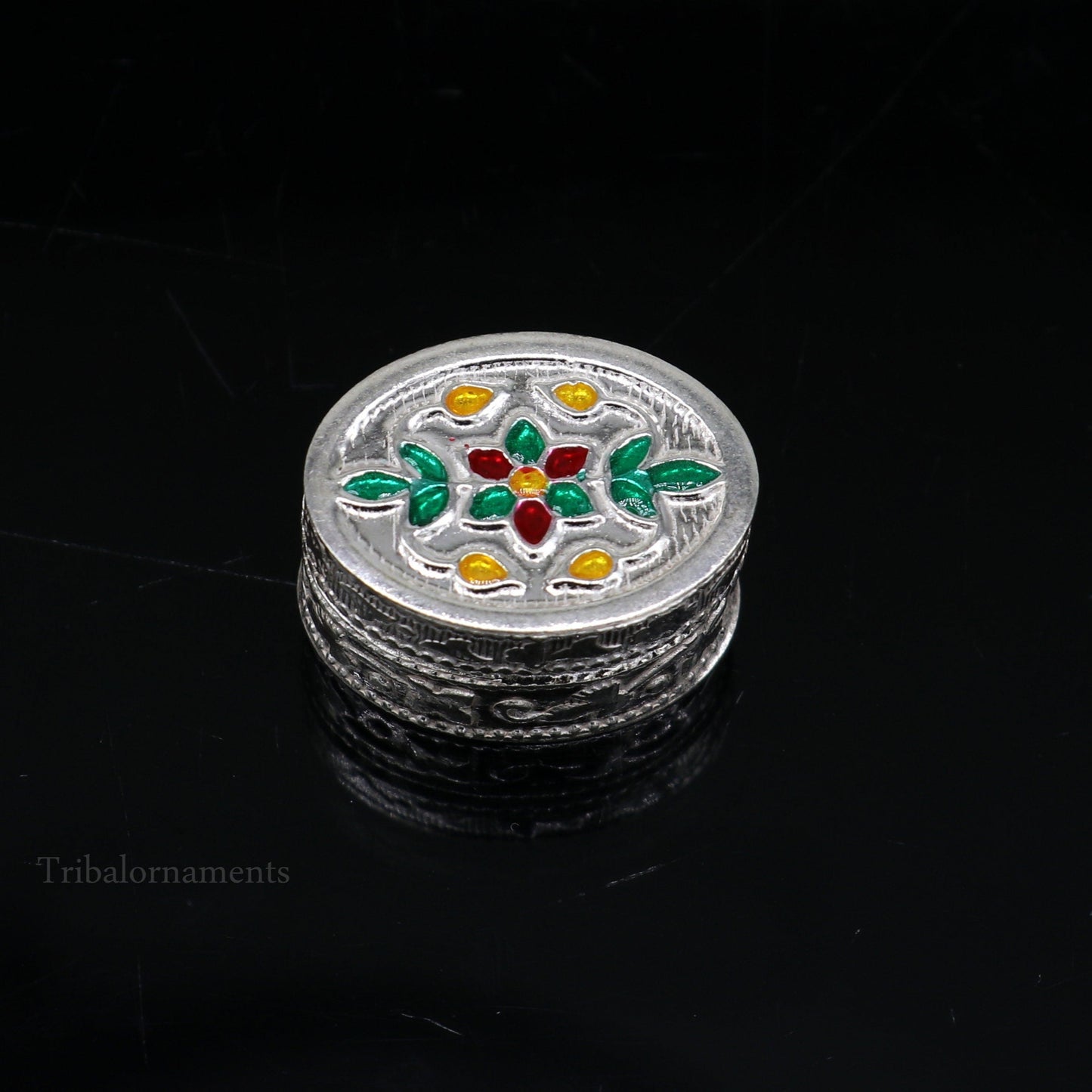 925 sterling silver trinket box, kajal box/casket box bridal oval shape box collection, container box, eyeliner box gifting art stb166 - TRIBAL ORNAMENTS