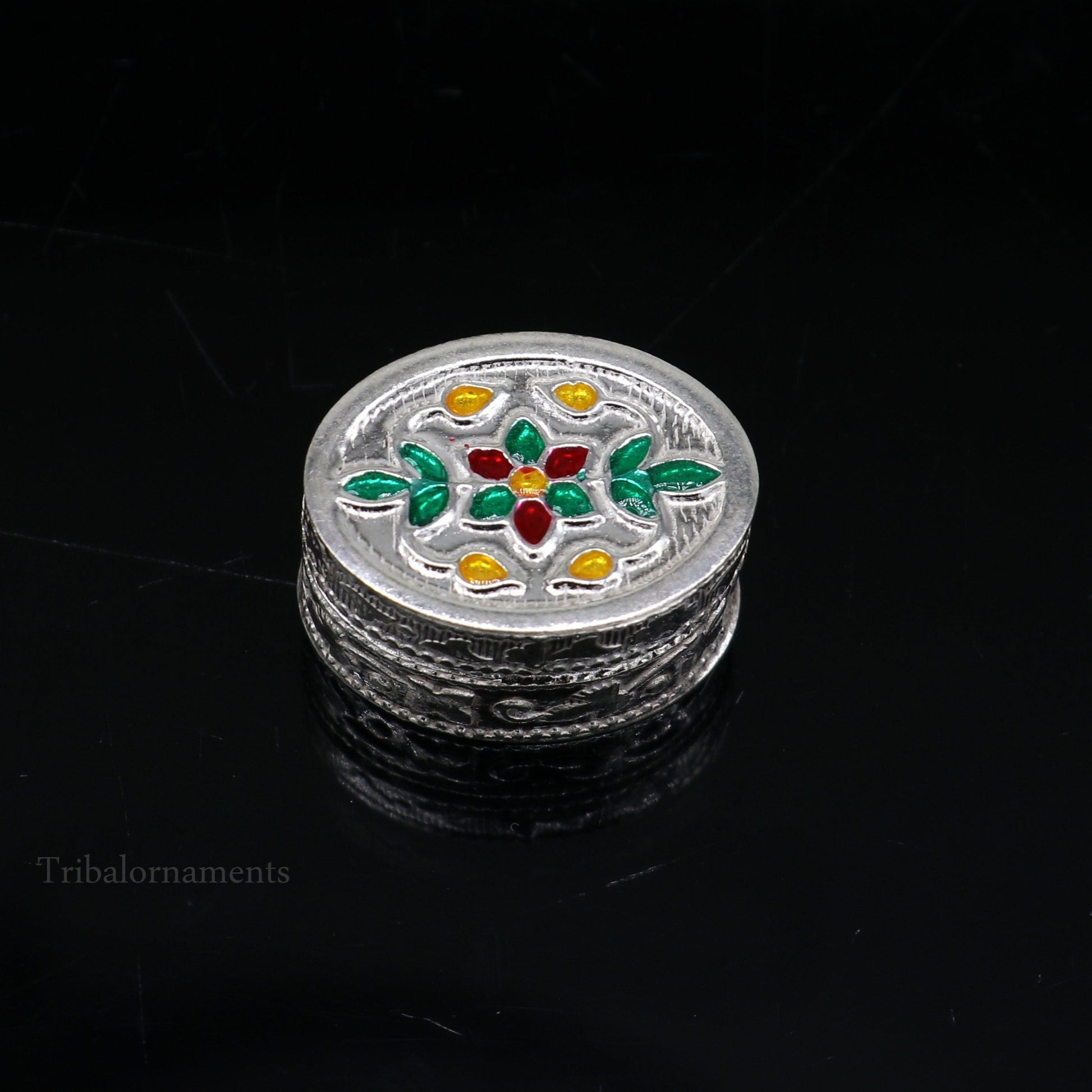 925 sterling silver trinket box, kajal box/casket box bridal oval shape box collection, container box, eyeliner box gifting art stb166 - TRIBAL ORNAMENTS