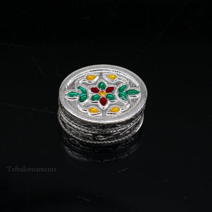 925 sterling silver trinket box, kajal box/casket box bridal oval shape box collection, container box, eyeliner box gifting art stb166 - TRIBAL ORNAMENTS