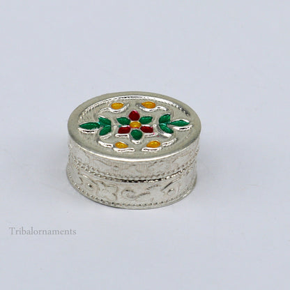 925 sterling silver trinket box, kajal box/casket box bridal oval shape box collection, container box, eyeliner box gifting art stb166 - TRIBAL ORNAMENTS