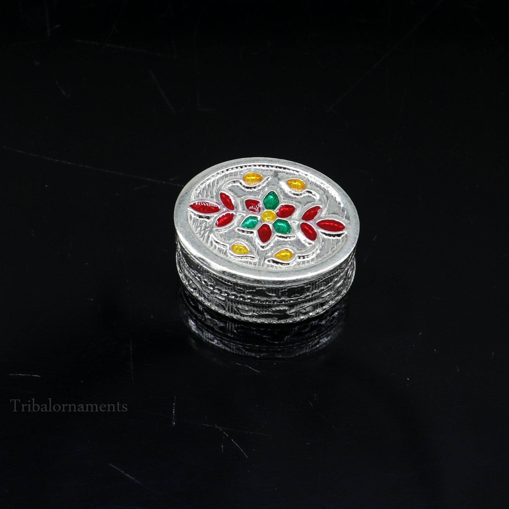 925 sterling silver trinket box, kajal box/casket box bridal oval shape box collection, container box, eyeliner box gifting art stb167 - TRIBAL ORNAMENTS