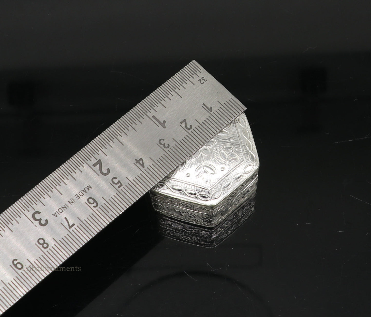 925 sterling silver trinket box, kajal box/casket box bridal polygon shape sindur box collection, container box, eyeliner box gifting stb180 - TRIBAL ORNAMENTS