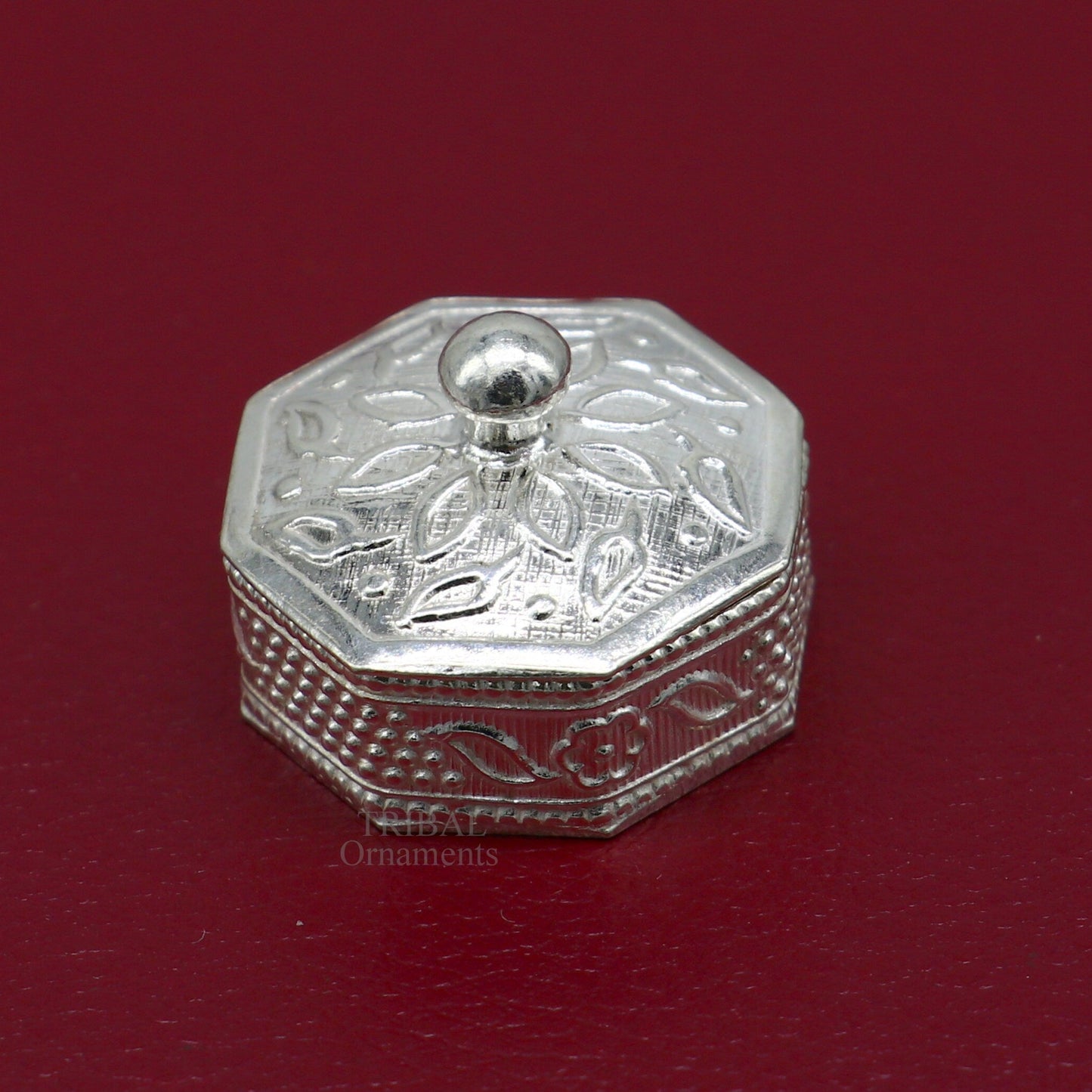 925 sterling silver trinket box, kajal box/casket box bridal polygon shape sindur box collection, container box, eyeliner box gifting stb358 - TRIBAL ORNAMENTS