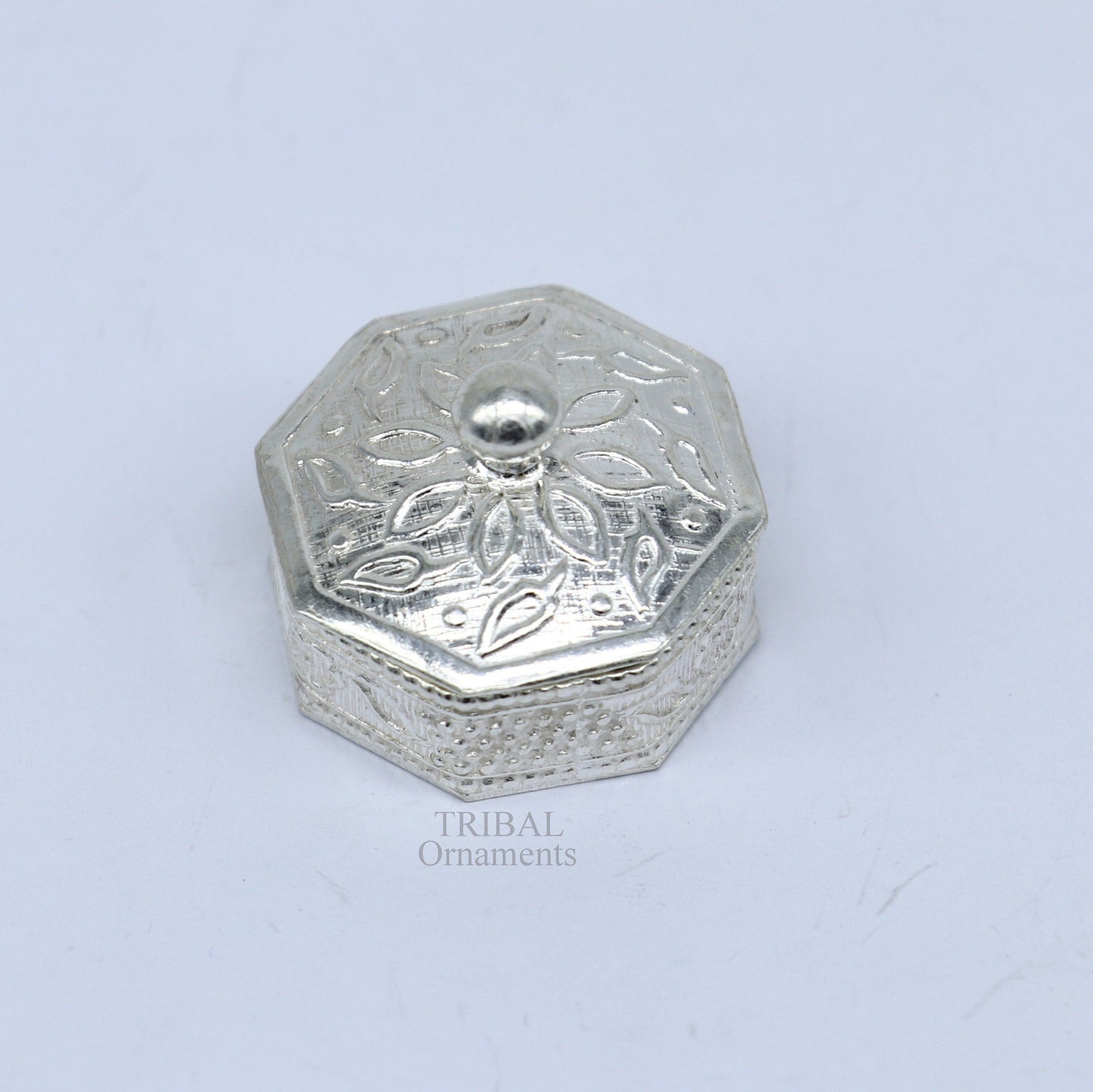 925 sterling silver trinket box, kajal box/casket box bridal polygon shape sindur box collection, container box, eyeliner box gifting stb358 - TRIBAL ORNAMENTS