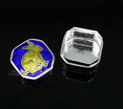 925 sterling silver trinket box, kajal box/casket box bridal polygon shape sindur box collection, container box, eyeliner box gifting stb367 - TRIBAL ORNAMENTS