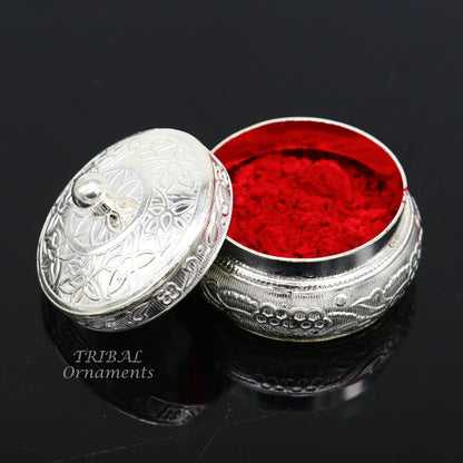 925 sterling silver trinket box, kajal box/casket box bridal polygon shape sindur box collection, container box, eyeliner box gifting stb382 - TRIBAL ORNAMENTS