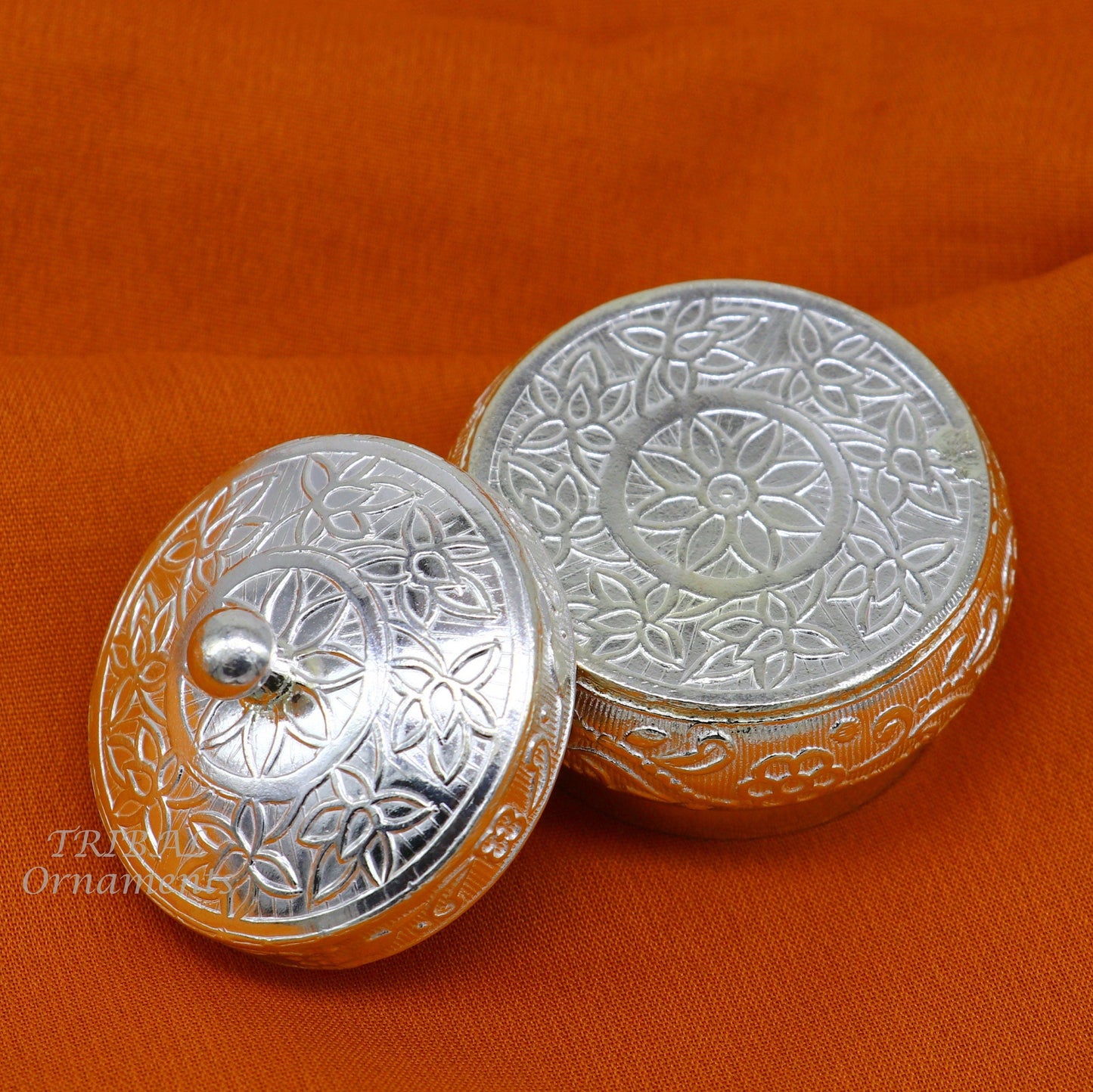 925 sterling silver trinket box, kajal box/casket box bridal polygon shape sindur box collection, container box, eyeliner box gifting stb382 - TRIBAL ORNAMENTS