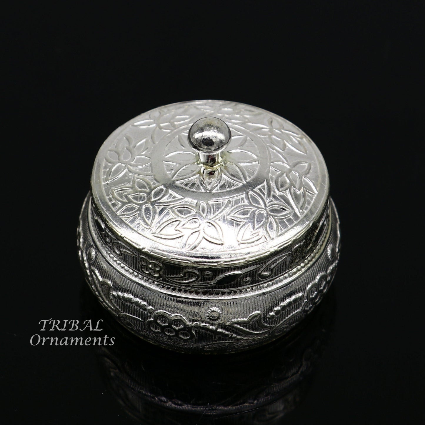 925 sterling silver trinket box, kajal box/casket box bridal polygon shape sindur box collection, container box, eyeliner box gifting stb382 - TRIBAL ORNAMENTS