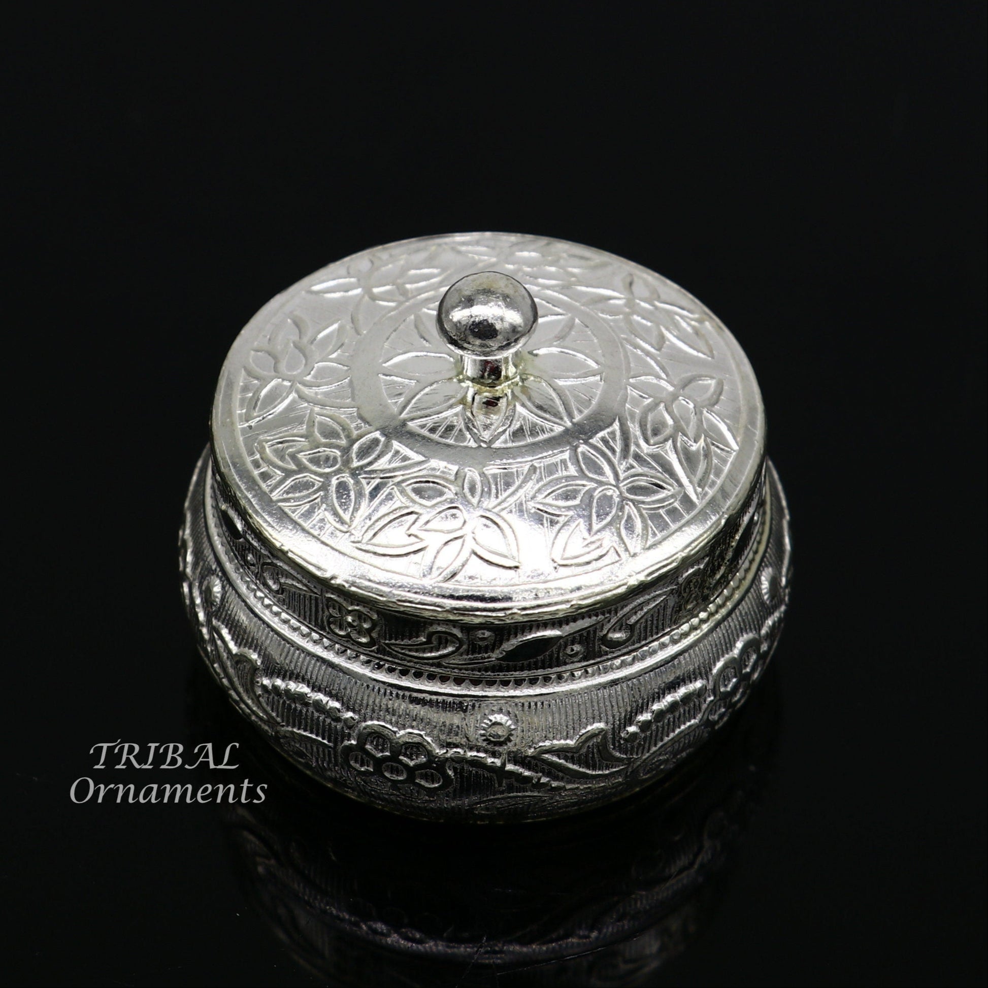 925 sterling silver trinket box, kajal box/casket box bridal polygon shape sindur box collection, container box, eyeliner box gifting stb382 - TRIBAL ORNAMENTS