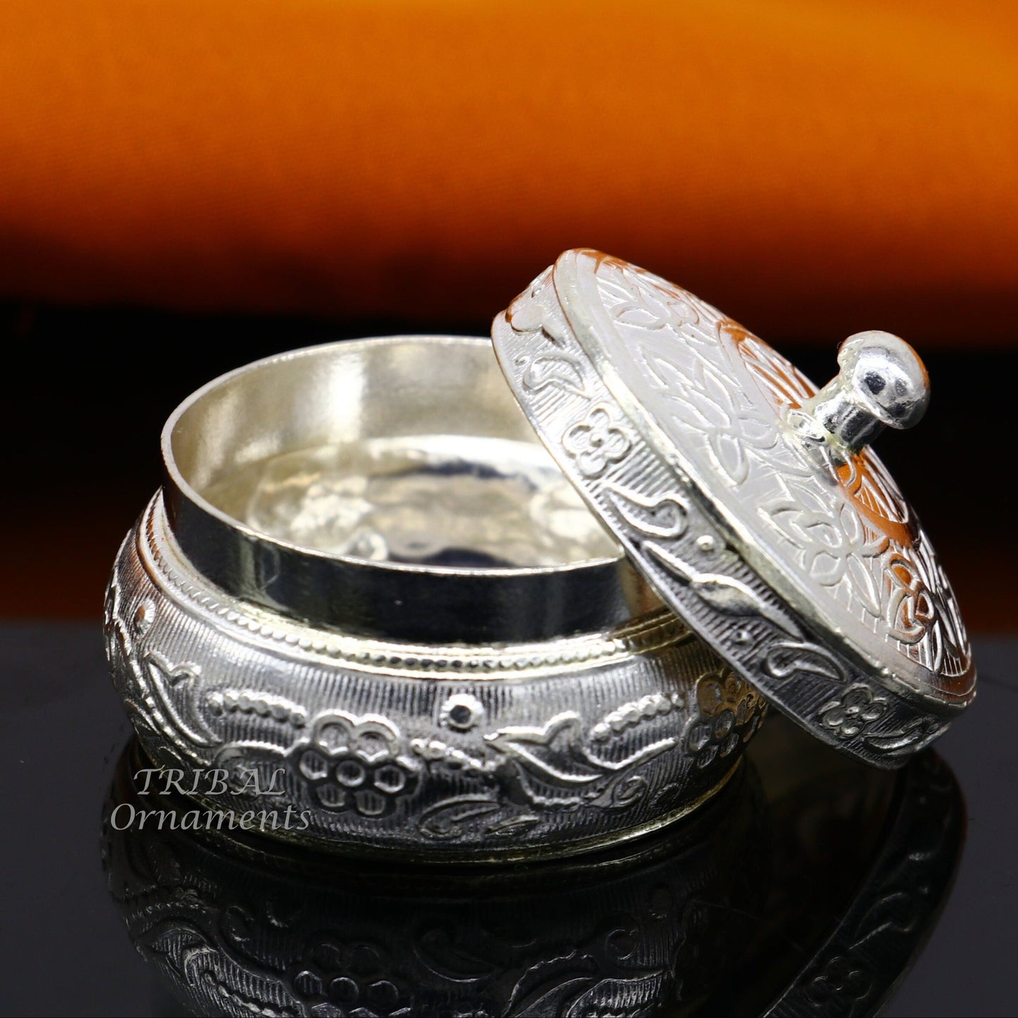 925 sterling silver trinket box, kajal box/casket box bridal polygon shape sindur box collection, container box, eyeliner box gifting stb382 - TRIBAL ORNAMENTS