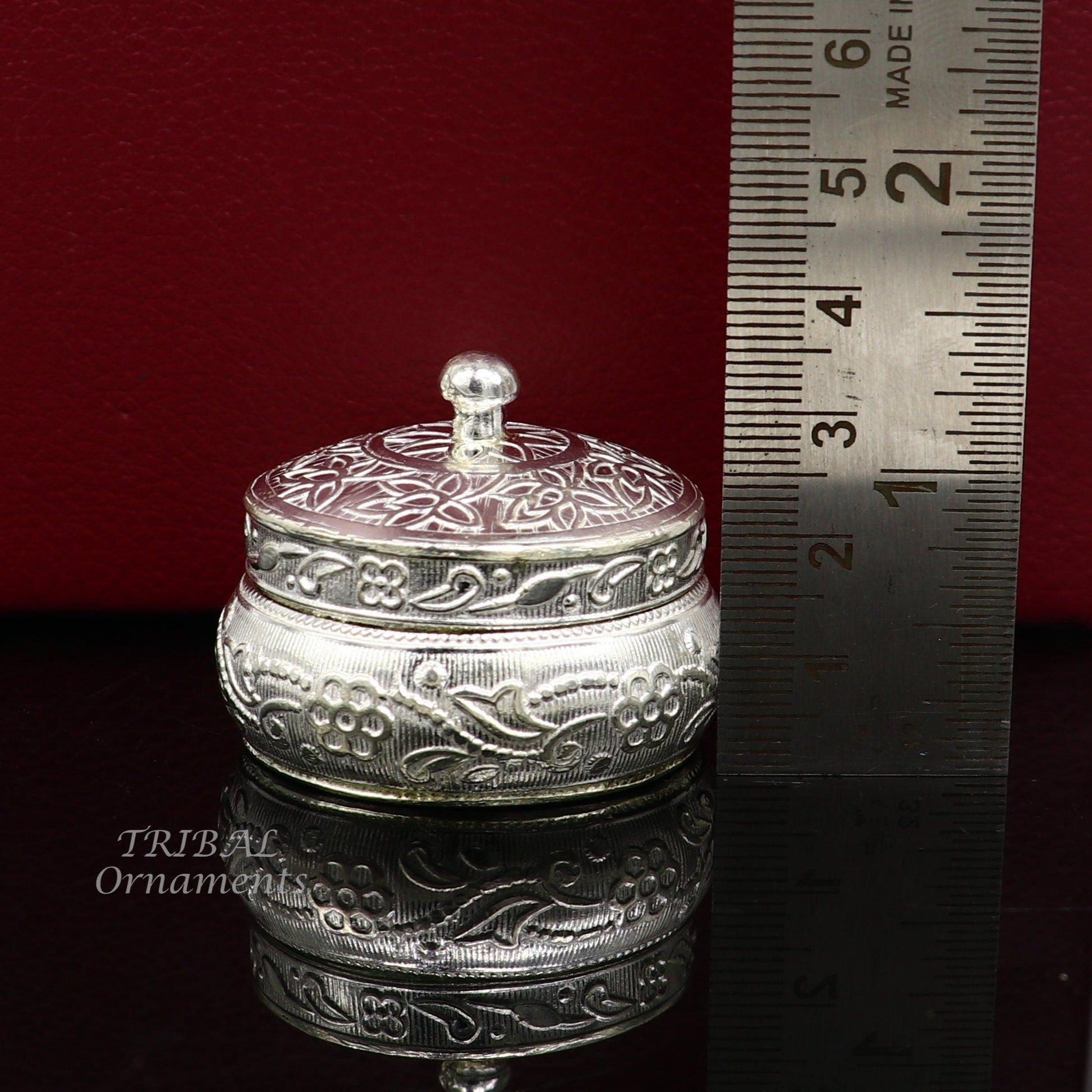 925 sterling silver trinket box, kajal box/casket box bridal polygon shape sindur box collection, container box, eyeliner box gifting stb382 - TRIBAL ORNAMENTS
