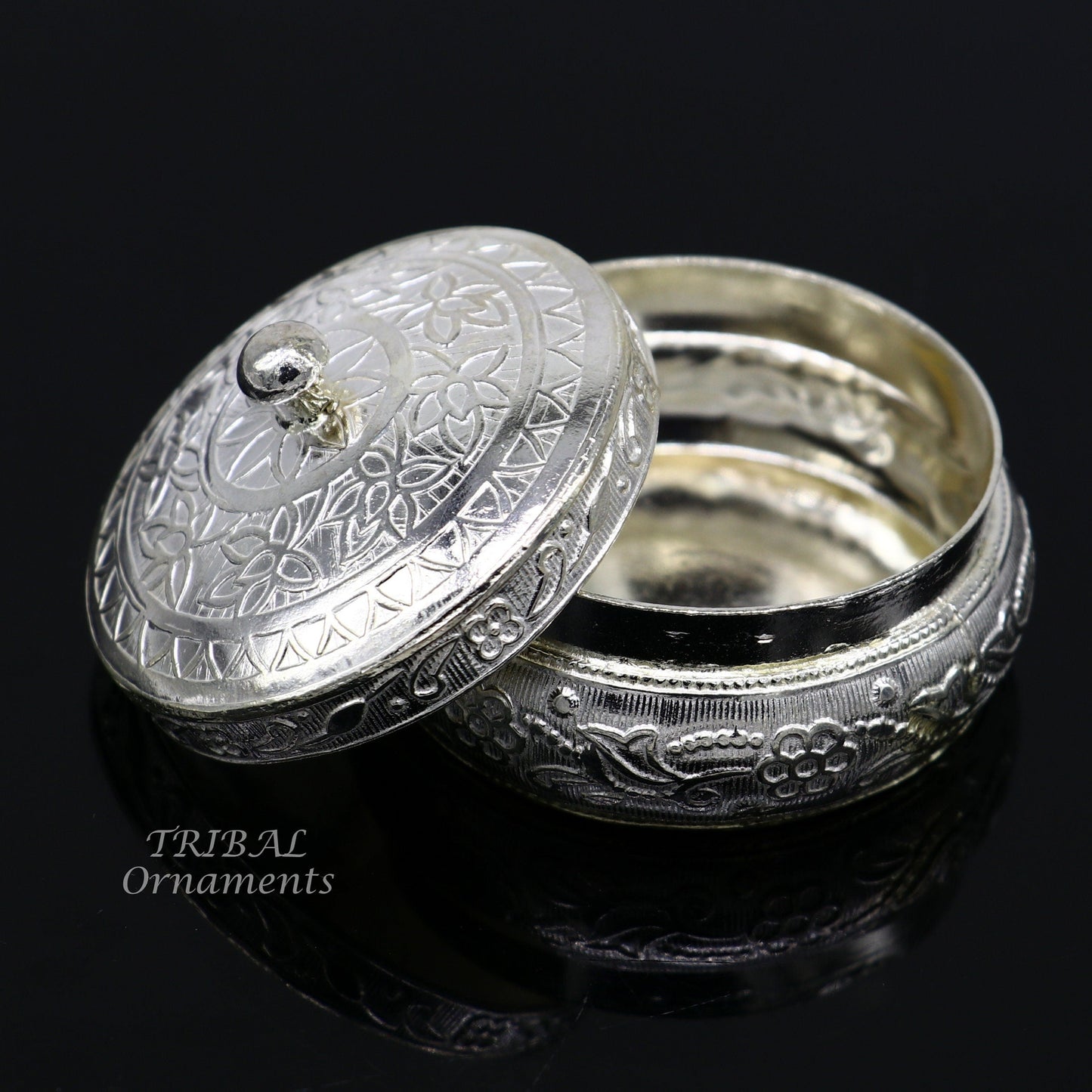 925 sterling silver trinket box, kajal box/casket box bridal polygon shape sindur box collection, container box, eyeliner box gifting stb383 - TRIBAL ORNAMENTS