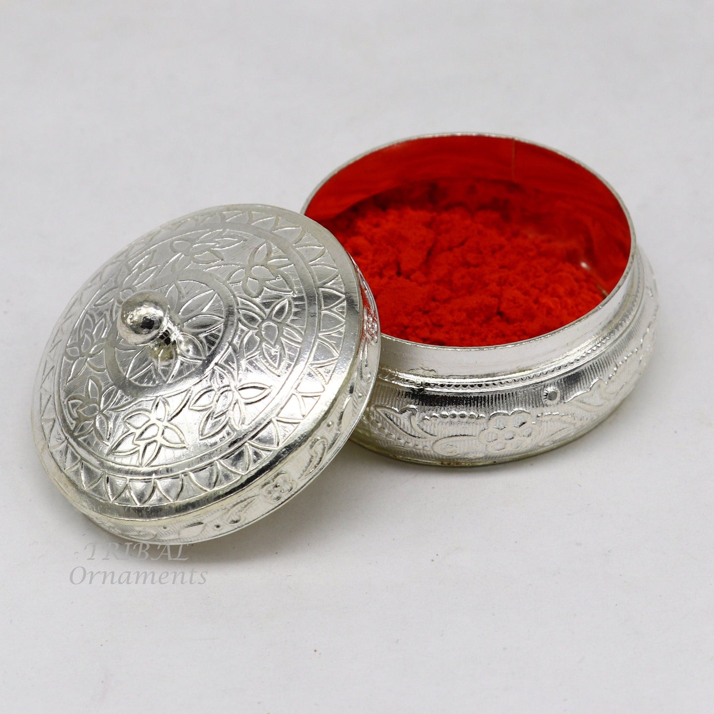 925 sterling silver trinket box, kajal box/casket box bridal polygon shape sindur box collection, container box, eyeliner box gifting stb383 - TRIBAL ORNAMENTS