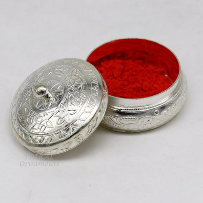 925 sterling silver trinket box, kajal box/casket box bridal polygon shape sindur box collection, container box, eyeliner box gifting stb383 - TRIBAL ORNAMENTS