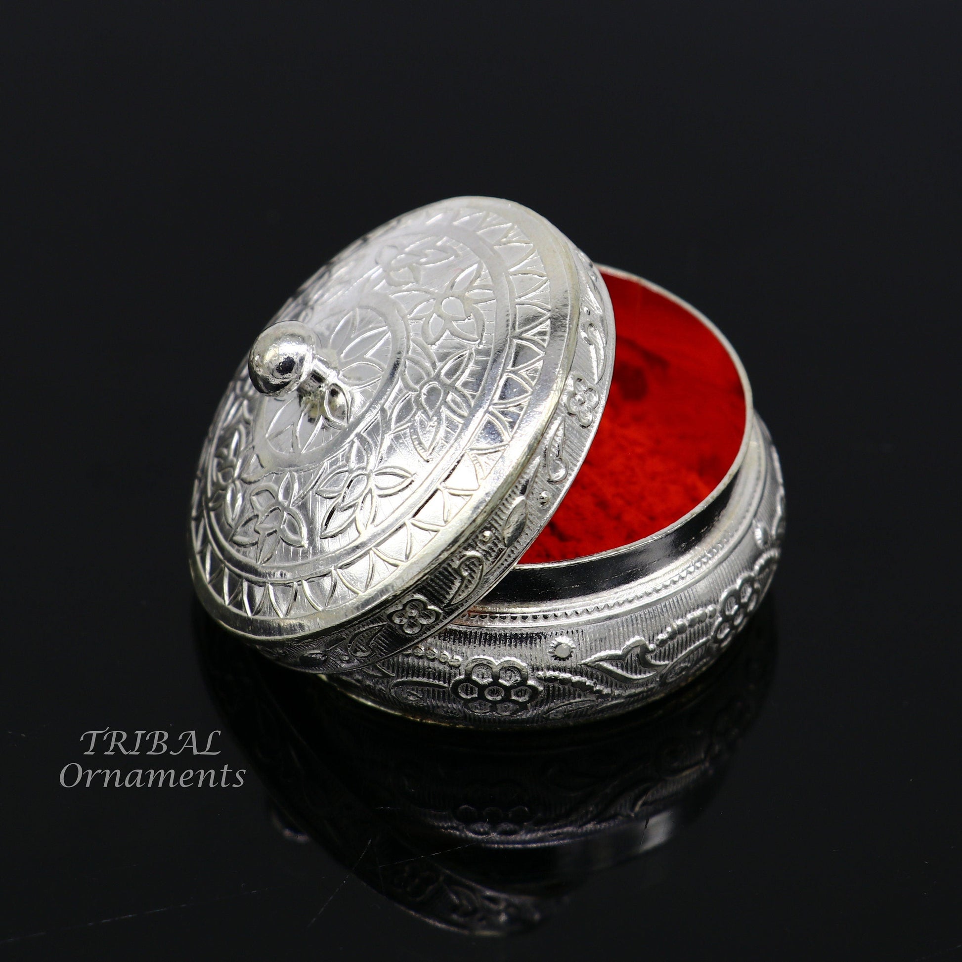 925 sterling silver trinket box, kajal box/casket box bridal polygon shape sindur box collection, container box, eyeliner box gifting stb383 - TRIBAL ORNAMENTS