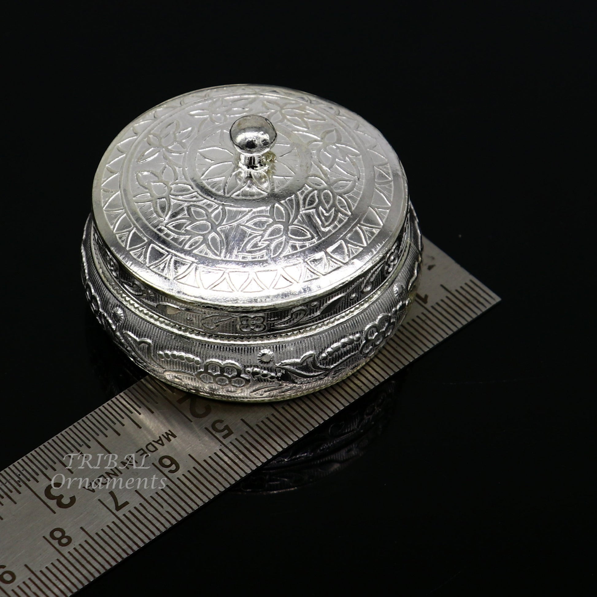 925 sterling silver trinket box, kajal box/casket box bridal polygon shape sindur box collection, container box, eyeliner box gifting stb383 - TRIBAL ORNAMENTS