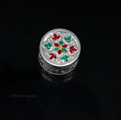 925 sterling silver trinket box, kajal box/casket box bridal round shape box collection, container box, eyeliner box gifting art stb176 - TRIBAL ORNAMENTS