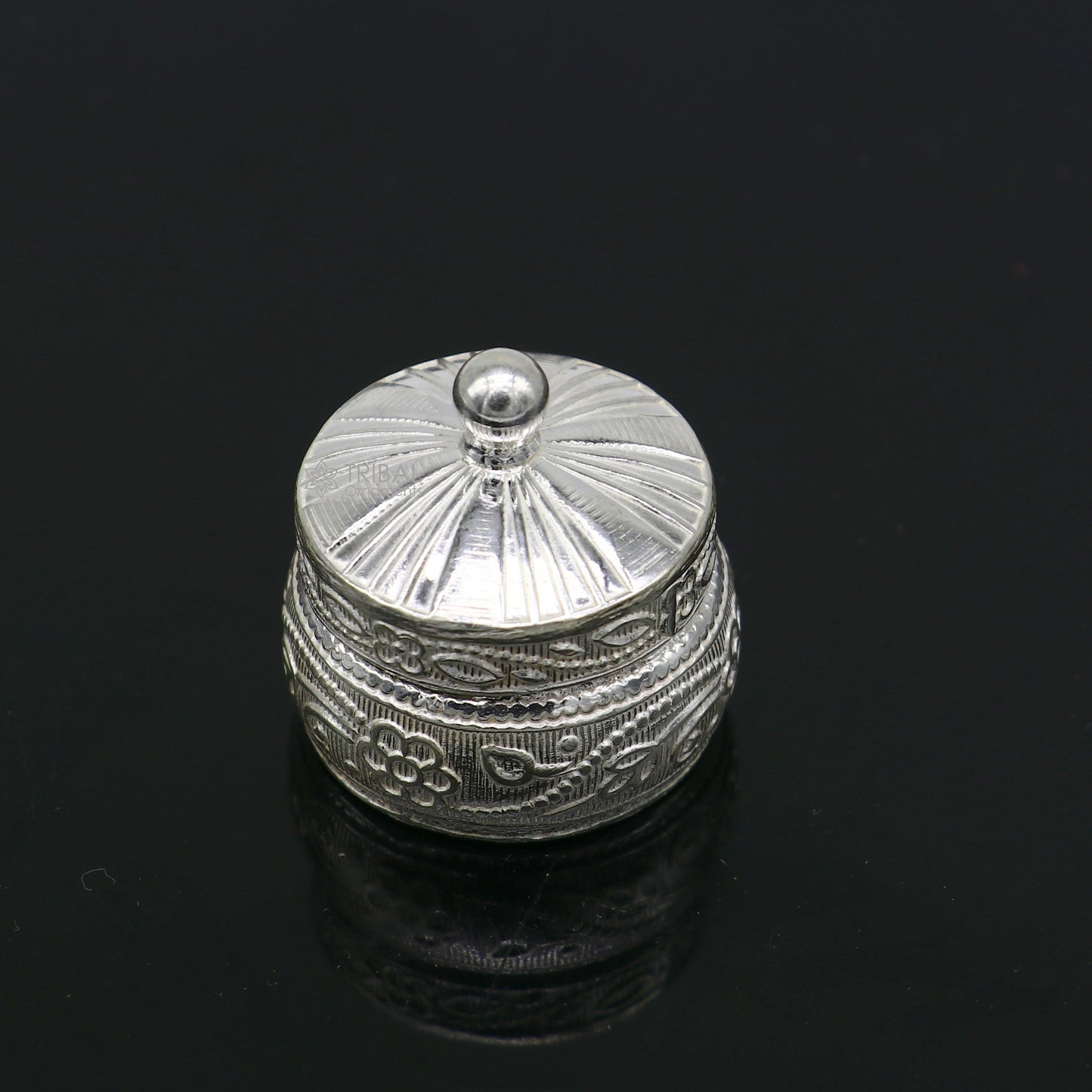 925 sterling silver trinket box, kajal box/casket box bridal round shape box collection, container box, eyeliner box gifting art stb844 - TRIBAL ORNAMENTS