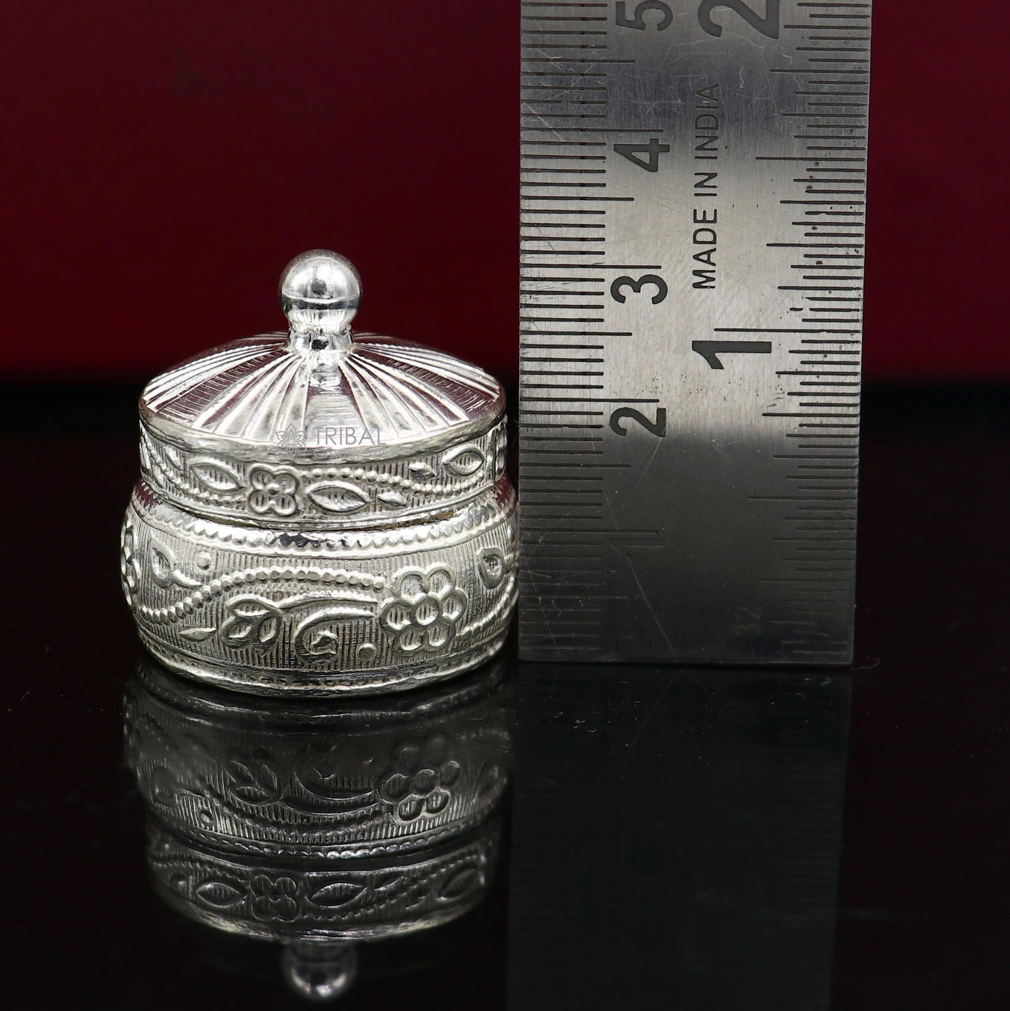 925 sterling silver trinket box, kajal box/casket box bridal round shape box collection, container box, eyeliner box gifting art stb844 - TRIBAL ORNAMENTS