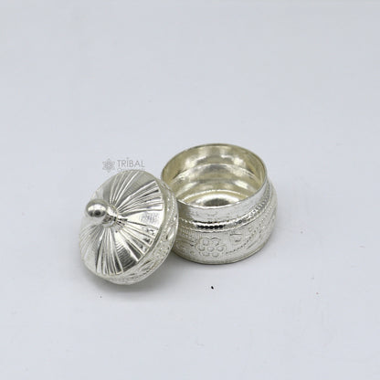 925 sterling silver trinket box, kajal box/casket box bridal round shape box collection, container box, eyeliner box gifting art stb844 - TRIBAL ORNAMENTS
