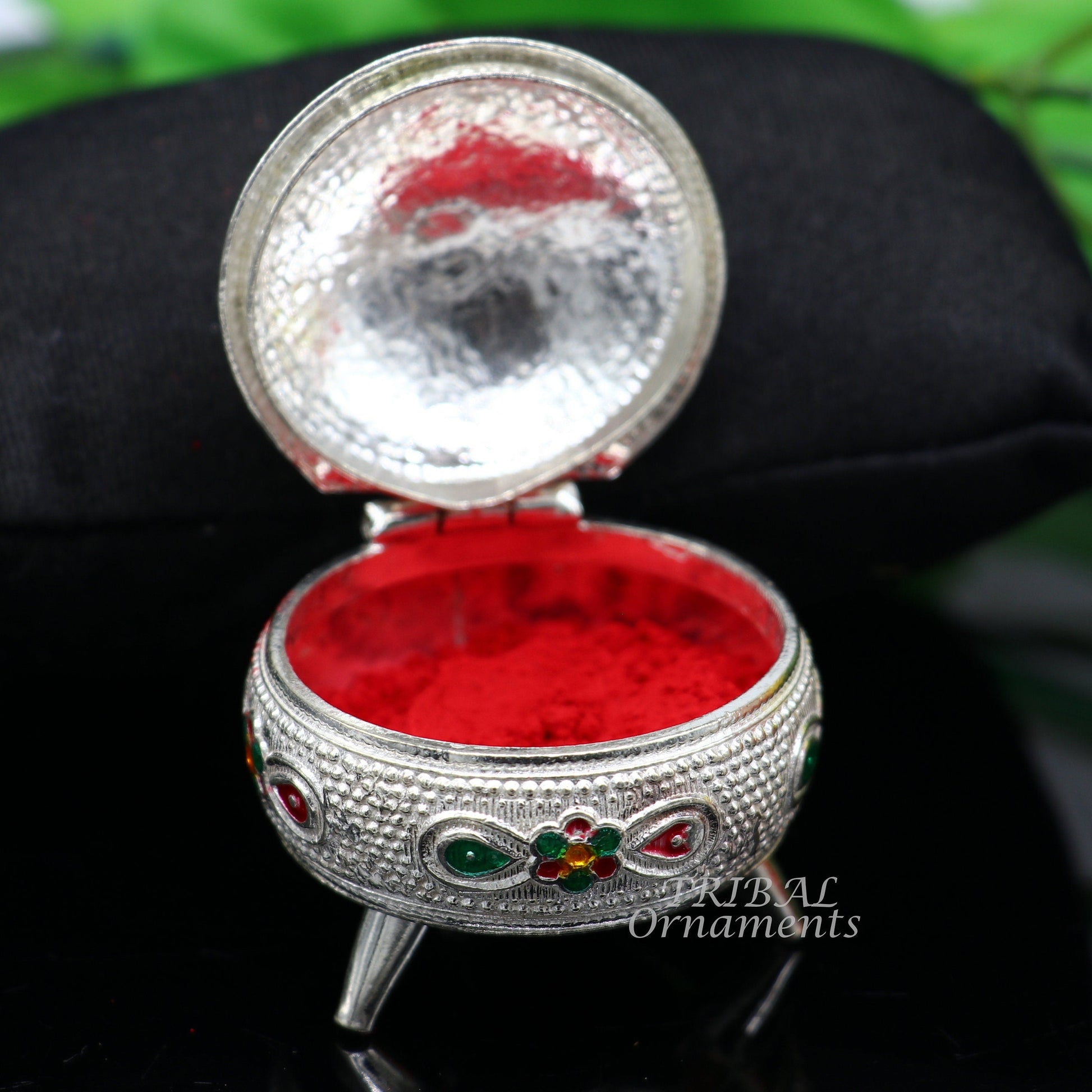 925 sterling silver trinket box, kajal box/casket box bridal shape sindur box collection, container box, eyeliner box gifting stb389 - TRIBAL ORNAMENTS