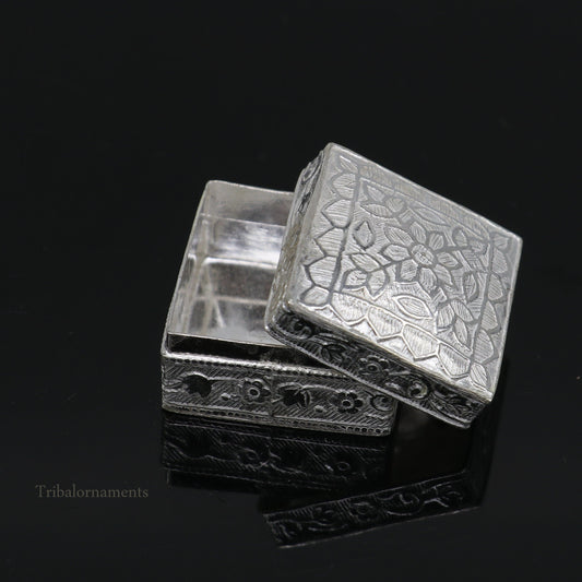 925 sterling silver trinket box, kajal box/casket box bridal square eyeliner box collection, container box, eyeliner box gifting art stb189 - TRIBAL ORNAMENTS